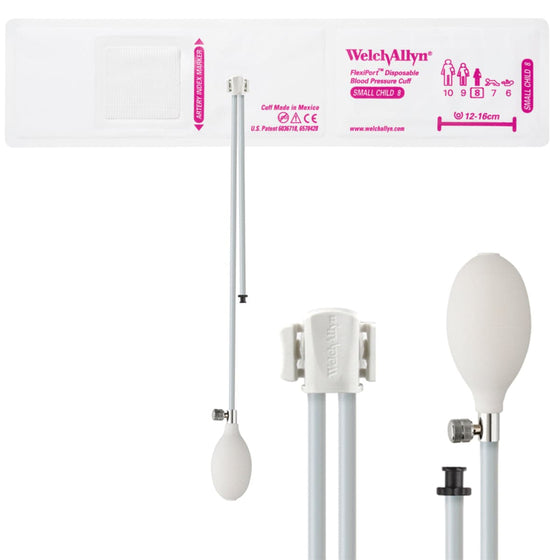 FlexiPort Disposable Pediatric BP Cuffs with 2 Tubes and Connector