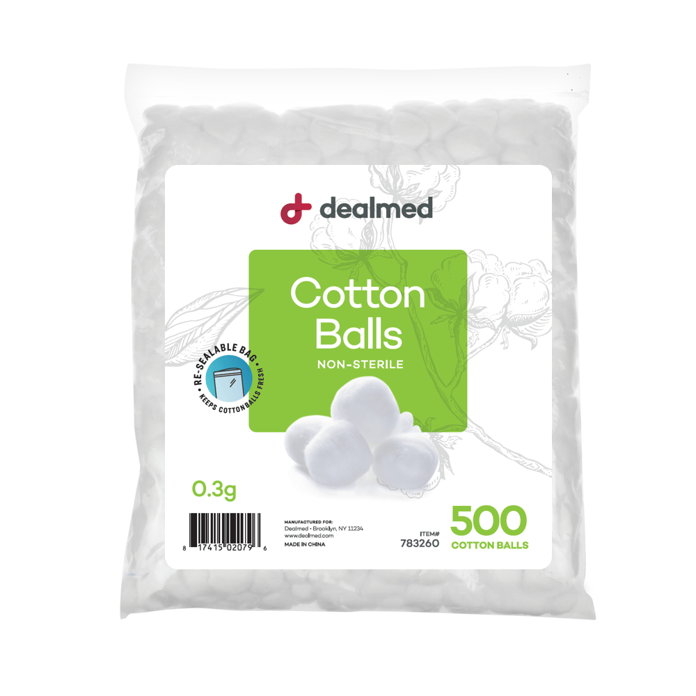 100% Cotton Balls - Medium-Sized, Non-Sterile, Resealable Bag for Versatile Use