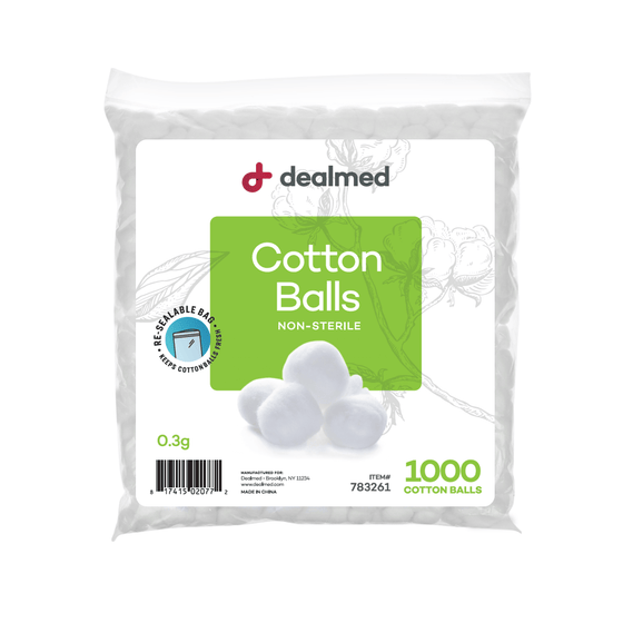 100% Cotton Balls - Medium-Sized, Non-Sterile, Resealable Bag for Versatile Use